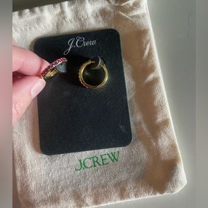 NWT: J. Crew Dark Pink Pave Mini Hoops